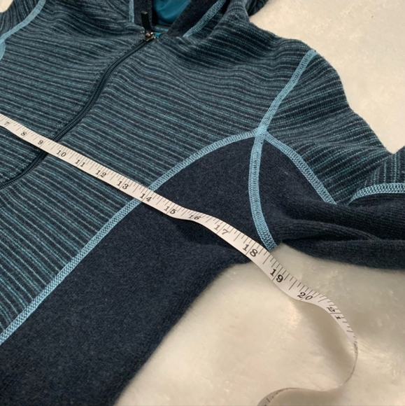 Kuhl Blue Striped Chianti Fleece Full Zip Wool Blend Hoodie Size Small - Picture 8 of 8